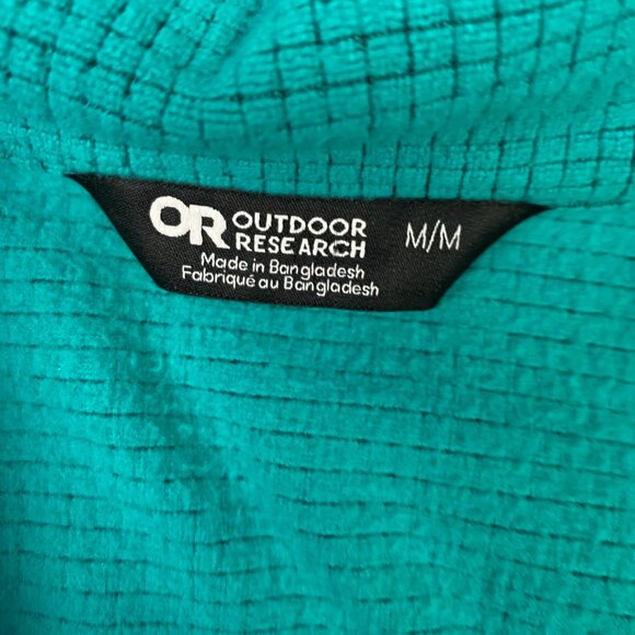 Outdoor Research Trail Mix 1/4 Zip Pullover Medium Teal Navy Waffle Grid Fleece - Picture 3 of 11